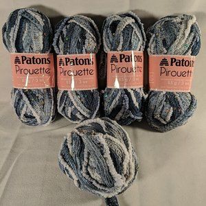 Patons Pirouette Twilight Sparkle Pack of 5 - 85g - 3oz - Yarn - 84044 Blue Ice